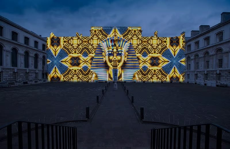 The Lost Worlds light show at London's Old Royal Naval College.