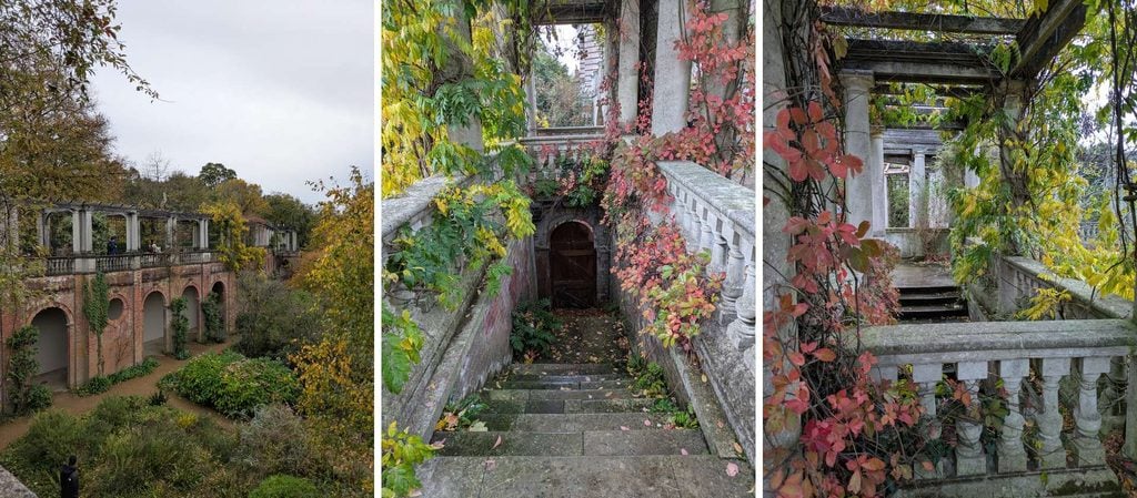 Autumn leaves around the Hill Garden and Pergola on Hampstead Heath, one of many fun things to do with kids in London
